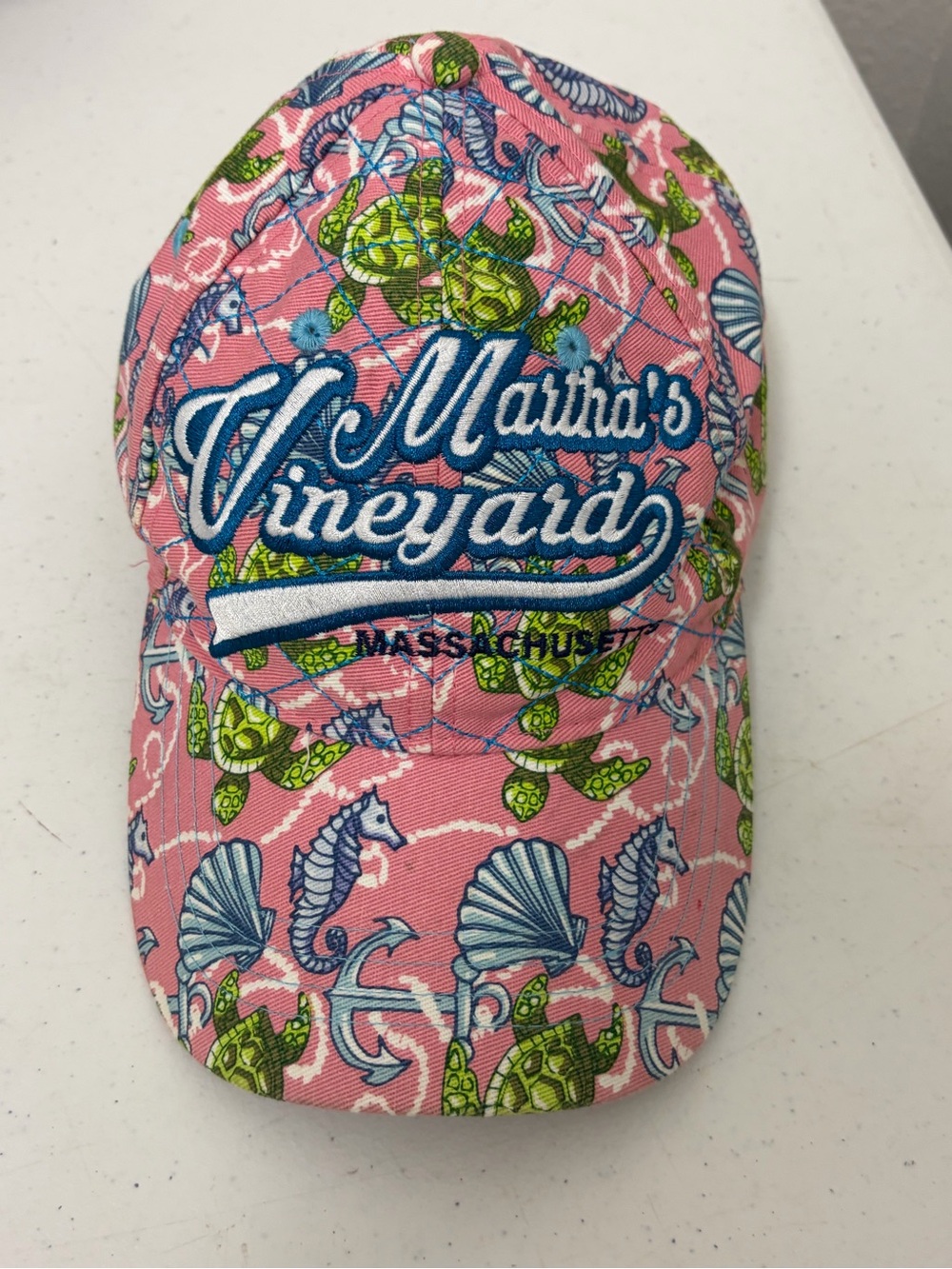 Pink Coastal Print Baseball Cap